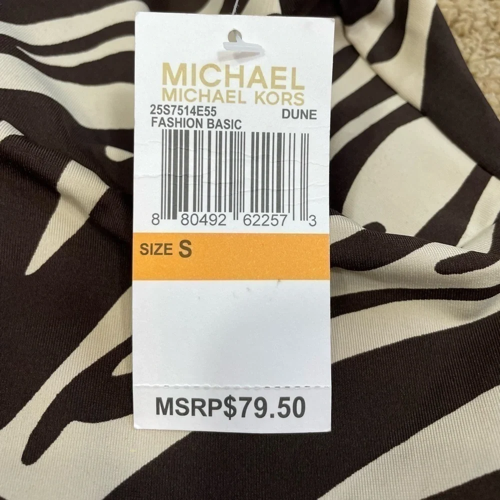 NWT Michael Kors Tan Brown Zebra Halter Top Size Small